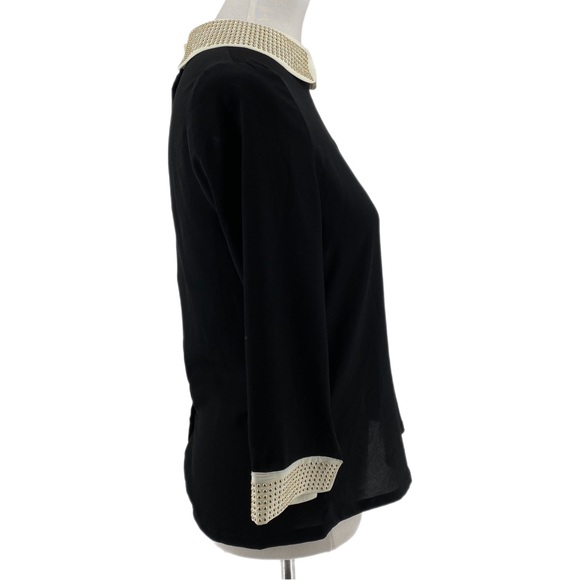 I. Madeline Black & Cream Beaded Trim Long Sleeve Shirt - Picture 4 of 7